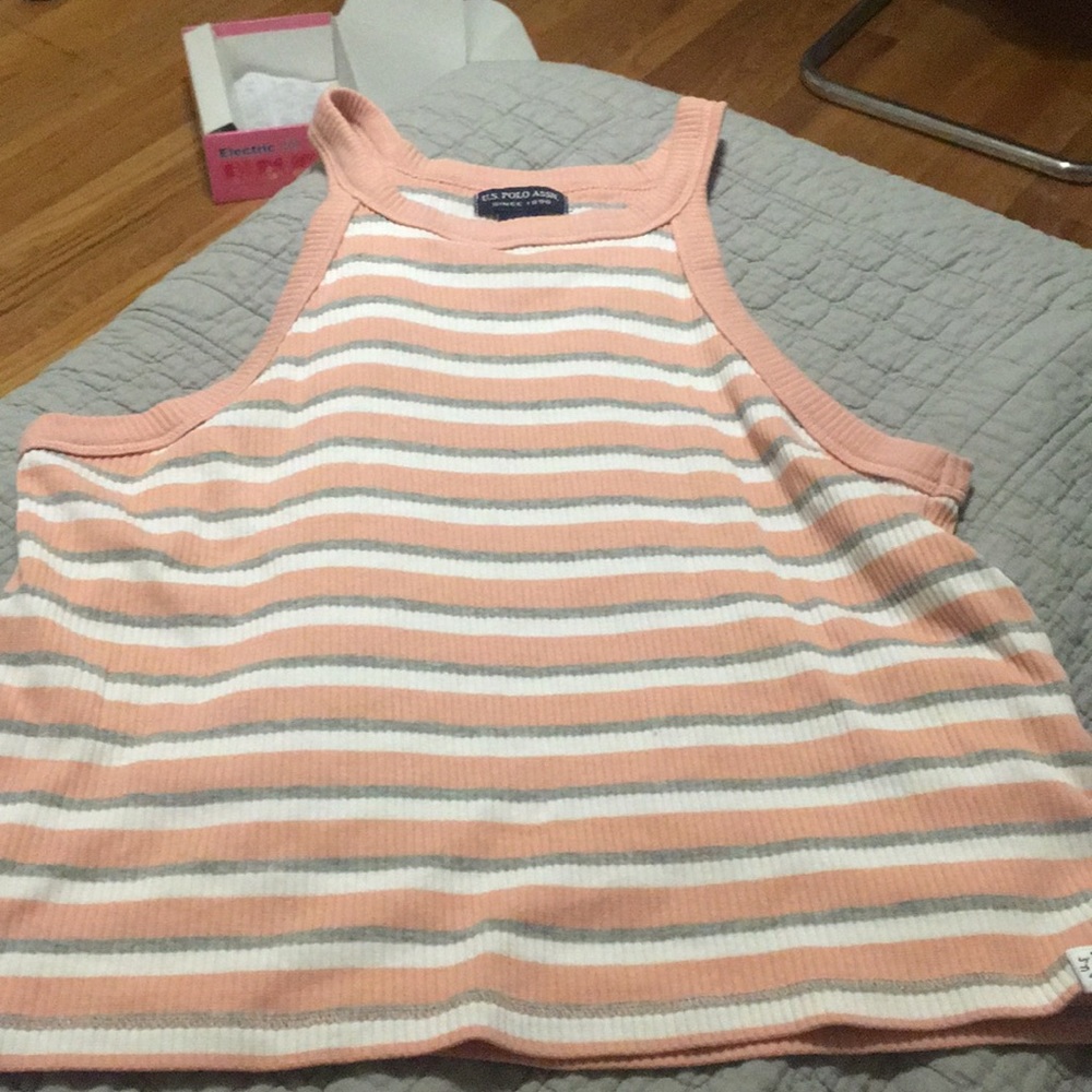 Stipe croped halter top